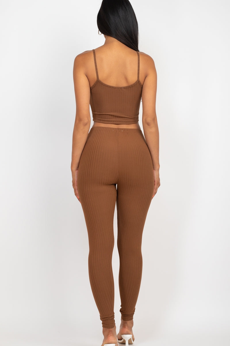 Cropped Cami Set (Brown)